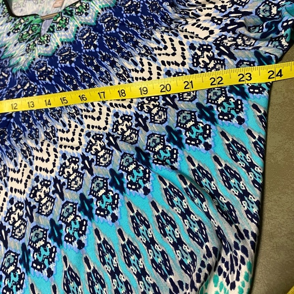 Roz & Ali tunic top polyester spandex blue green abstract print 2X soft - Picture 8 of 8